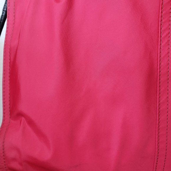 Burberry, Buckleigh Red Nylon/ Black Leather Tote w/  Side Toggles - Picture 14 of 15